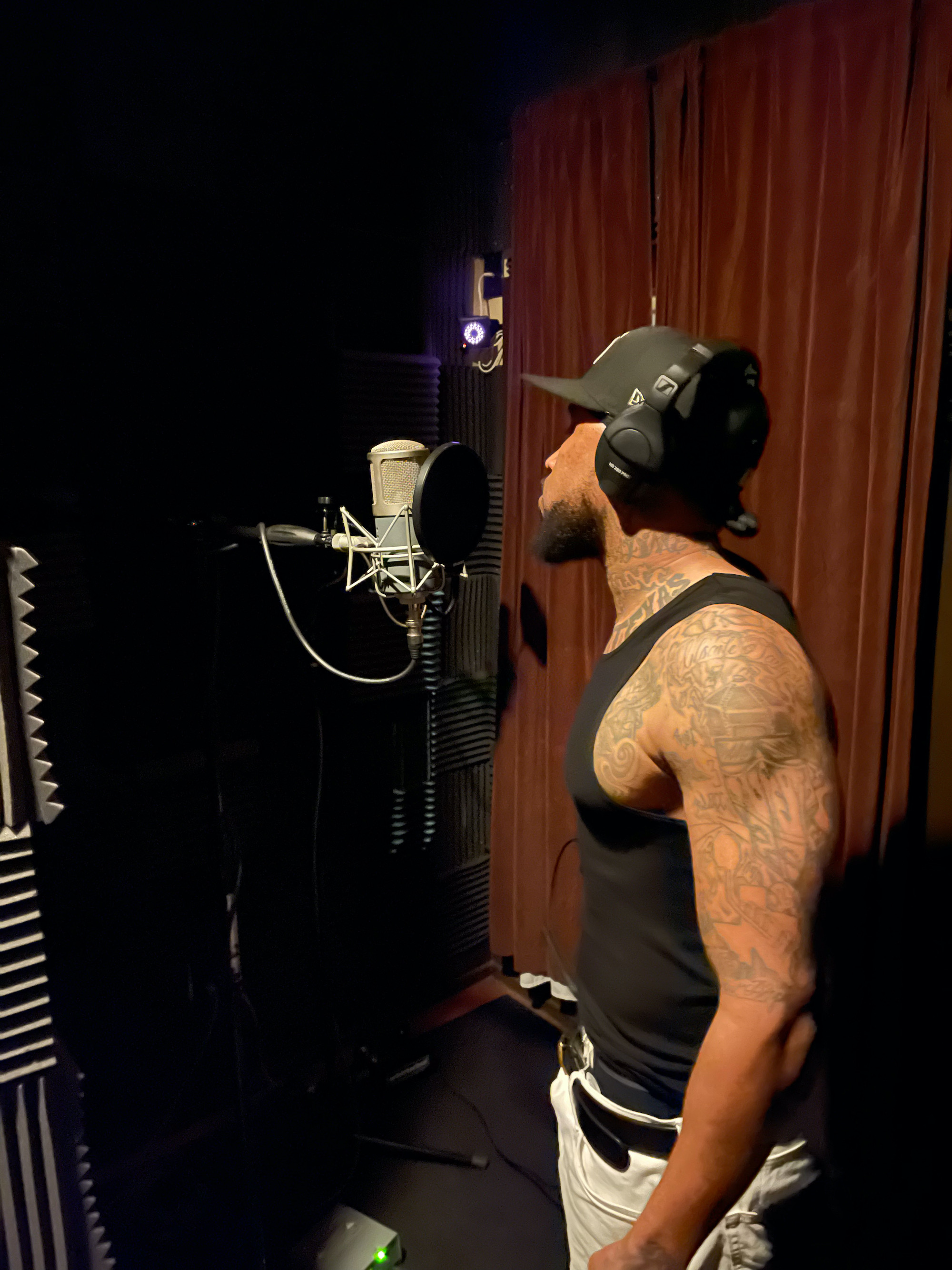 DON G IN BOOTH LAYING DOWN VOCALS